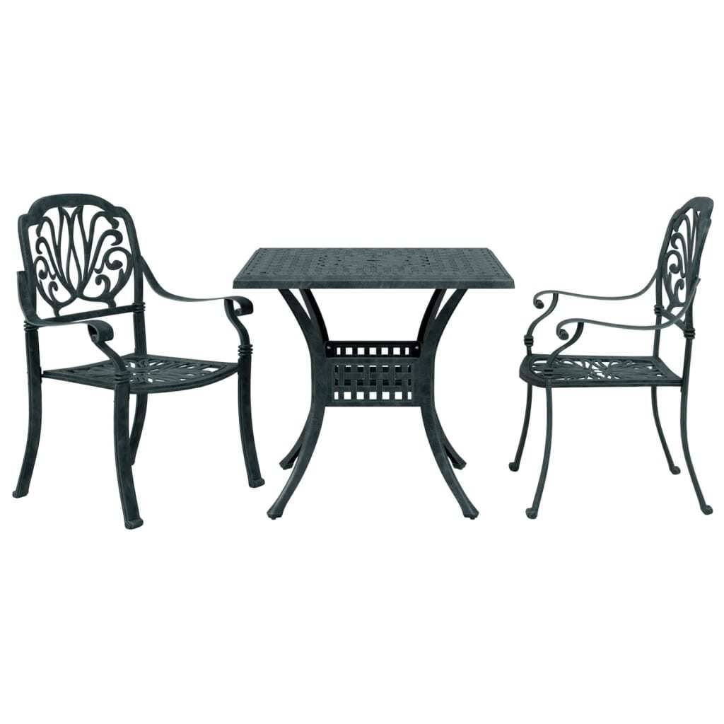 3-tlg. Bistro-Set Grün Aluminiumguss