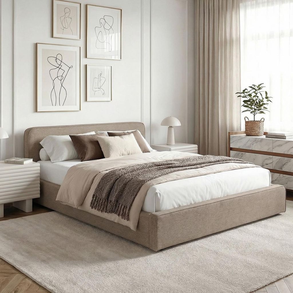Polsterbett MARINI Doppelbett 140x200 cm in greige -  Bett Produktbild 