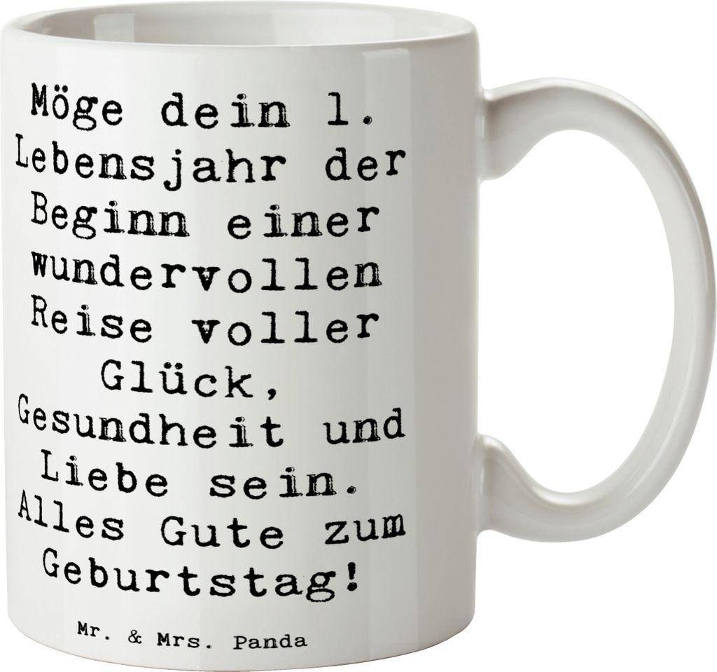 Mr. & Mrs. Panda Kaffeetasse Spruch 1. Geburtstag Reise - Weiß - Geschenk, Feier, Liebe, Geburtstagsfeier, Glück, Pott, Trinkbecher, Alter, cappu...