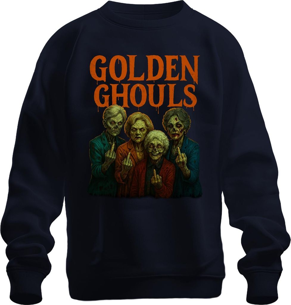 Golden Ghouls Zombie Omas Halloween Horror Grusel Golden Girls Parodie Uni Sweatshirt Pullover, Navy, XXL