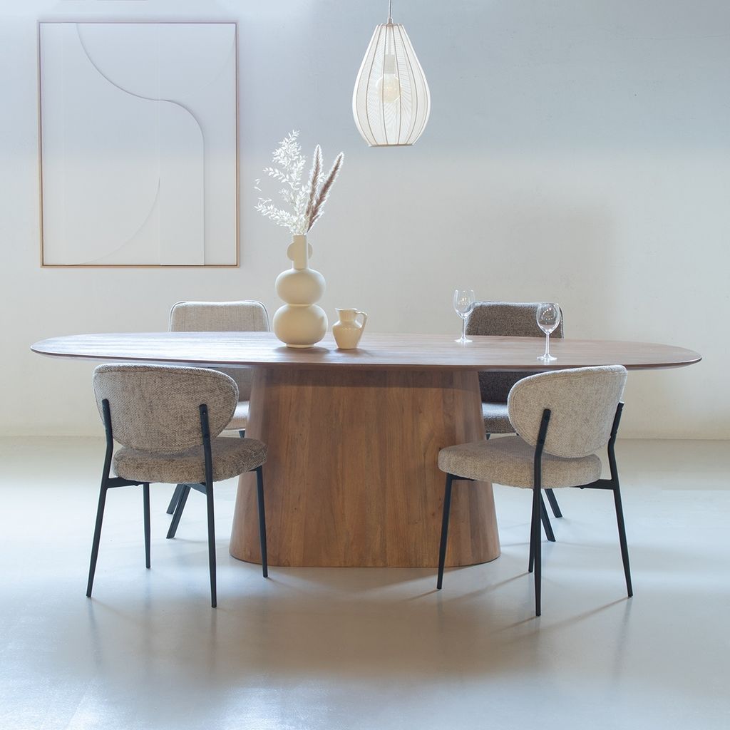 Esstisch Oval - Braun - Mangoholz - 220cm - Esstisch Stijn - Giga Meubel