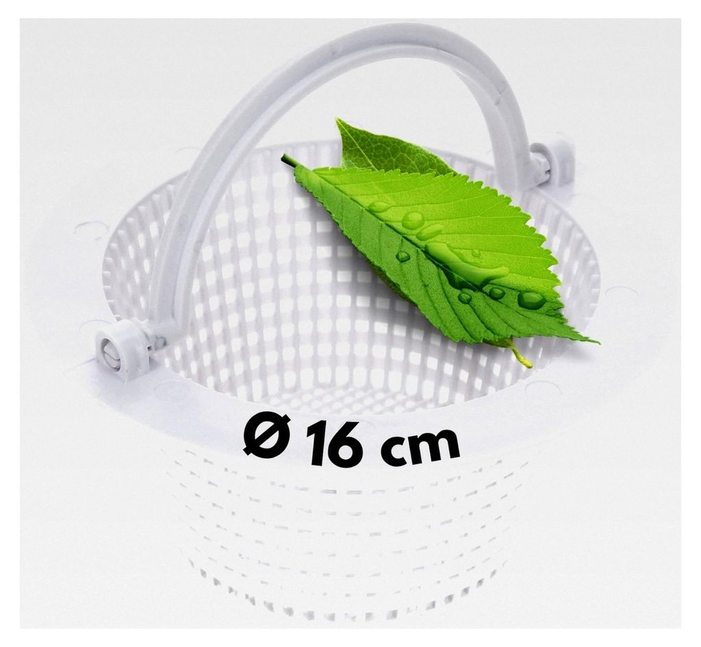 Skimmerkorb 16 cm I Ersatzkorb für Standard-Skimmer I Poolvorfilter I Pool-Sieb mit 16 cm Durchmesser I Mit Griff für einfache Entnahme I Chlorbe...
