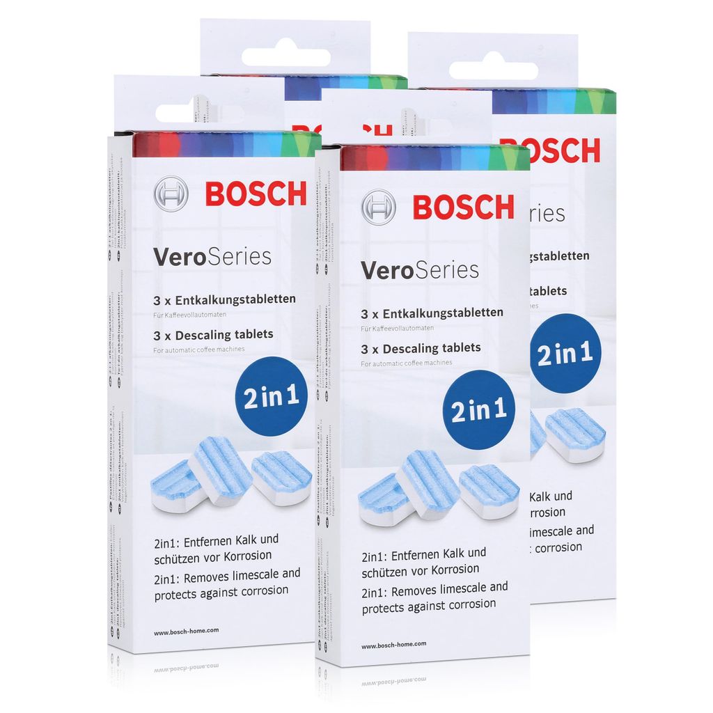 4x Bosch VeroSeries TCZ8002 Entkalkungstabletten 2in1 für Kaffeevollautomaten