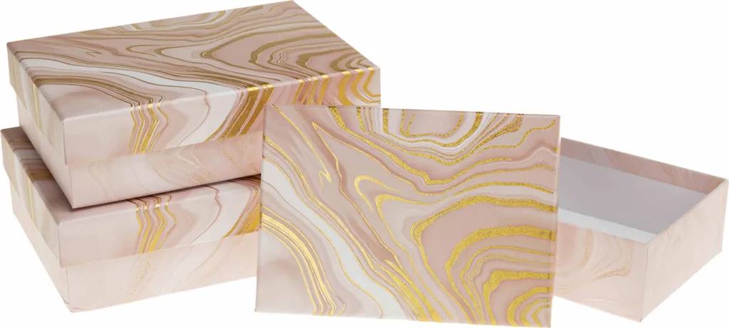 Lot de 3 boîtes de rangement carlin rose pour emballage de cadeaux