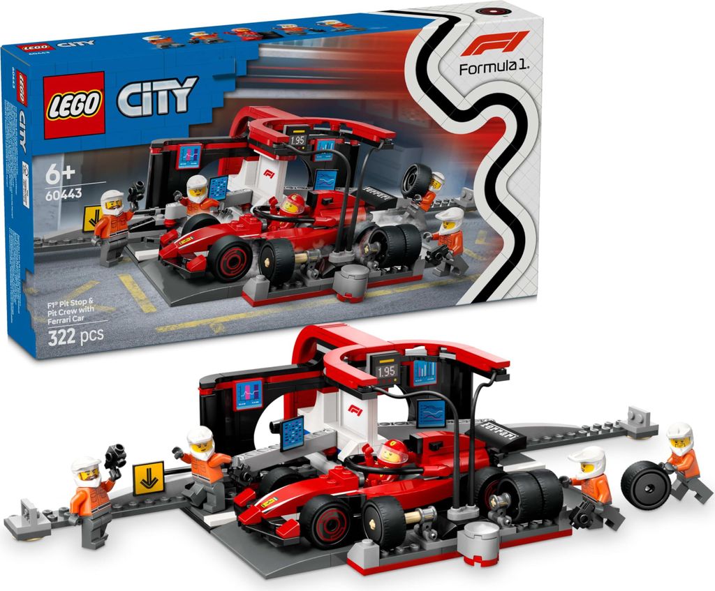 LEGO® City 60443 Arrêt au stand F1 avec équipe de pit-bull Image du produit 