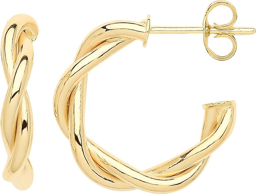 Raffinierte 9 Karat (375) Gold Damen - Paar Creolen - 12mm; TRS37524MM12