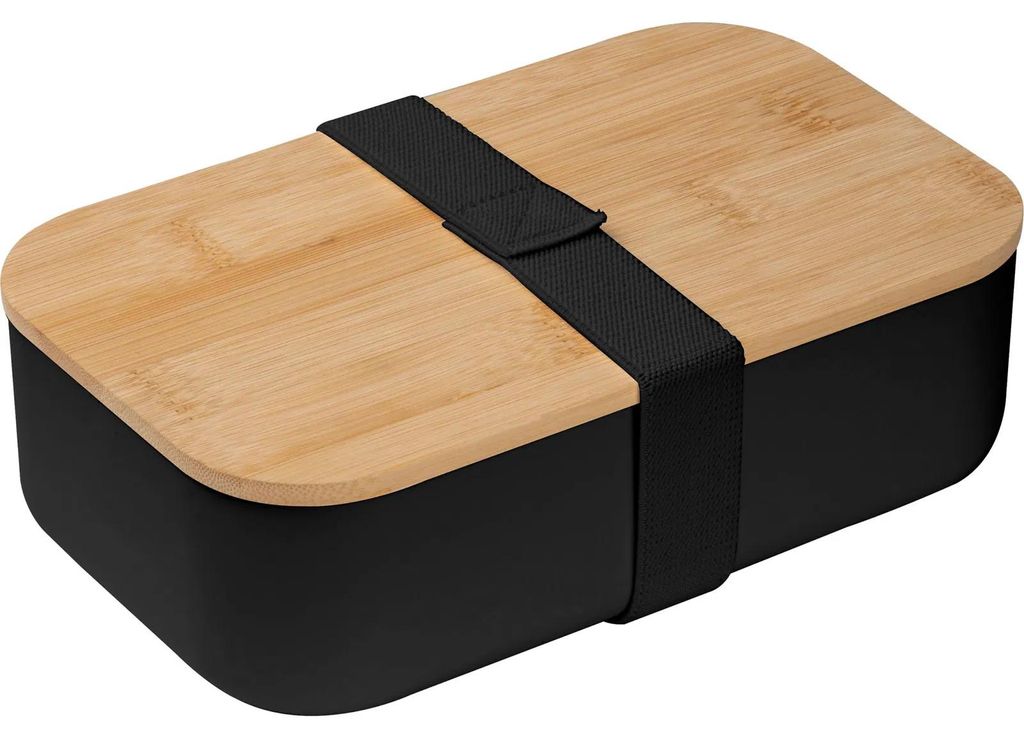 Brotdose / Lunchbox / mit Bambusdeckel / Farbe: schwarz Produktbild 