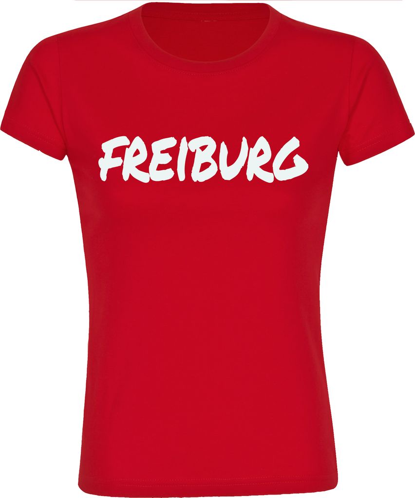 multifanshop Damen T-Shirt - Freiburg - Textmarker, rot, Größe XL