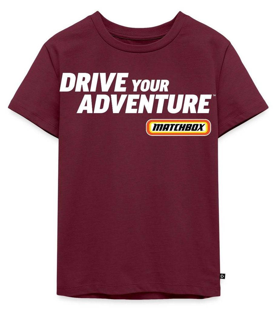 Spreadshirt Matchbox Logo Drive Your Adventure Kinder Premium T-Shirt, 110/116 (4 Jahre), Burgunderrot