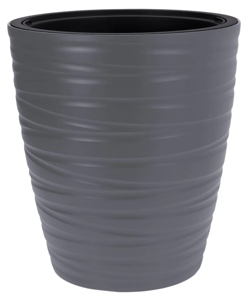 Bac à fleurs rond XL 53x47 cm gris anthracite avec bac amovible inclus