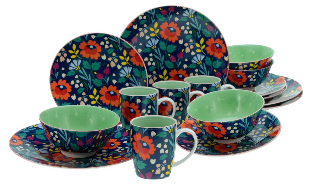 CreaTable, 17406, Folklore Blau, Kombiservice 16-tlg, Produktbild 