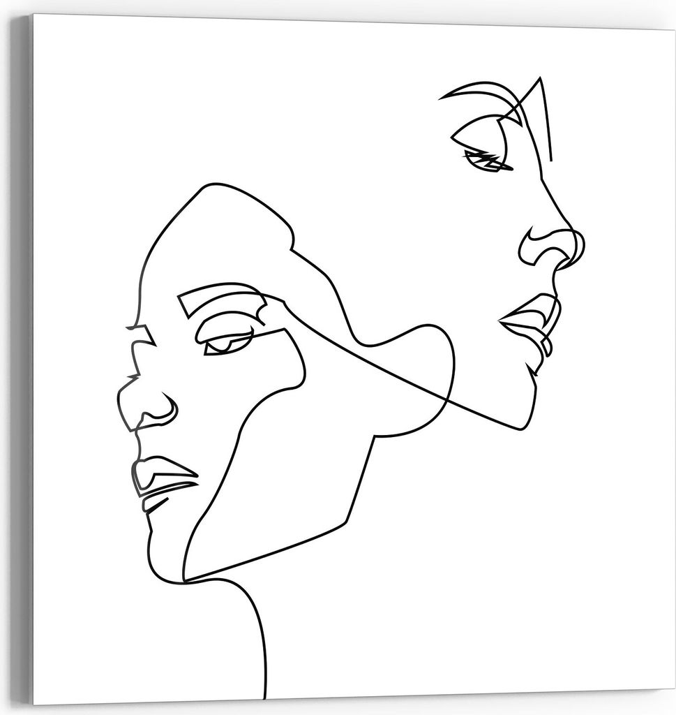 DEQORI Magnettafel Glas 50x50 cm 'Verbundene Gesichter' beschreibbar Whiteboard