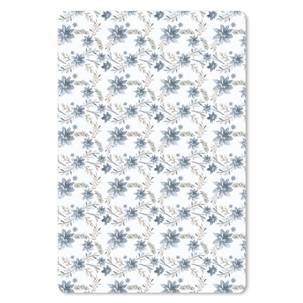 MuchoWow Mauspad Mousepad Vintage - Blumengirlande - Blau 40x60 cm - Mousepads - Maus Mat - Pad - Mausunterlage - Schreibtisch Accesoire
