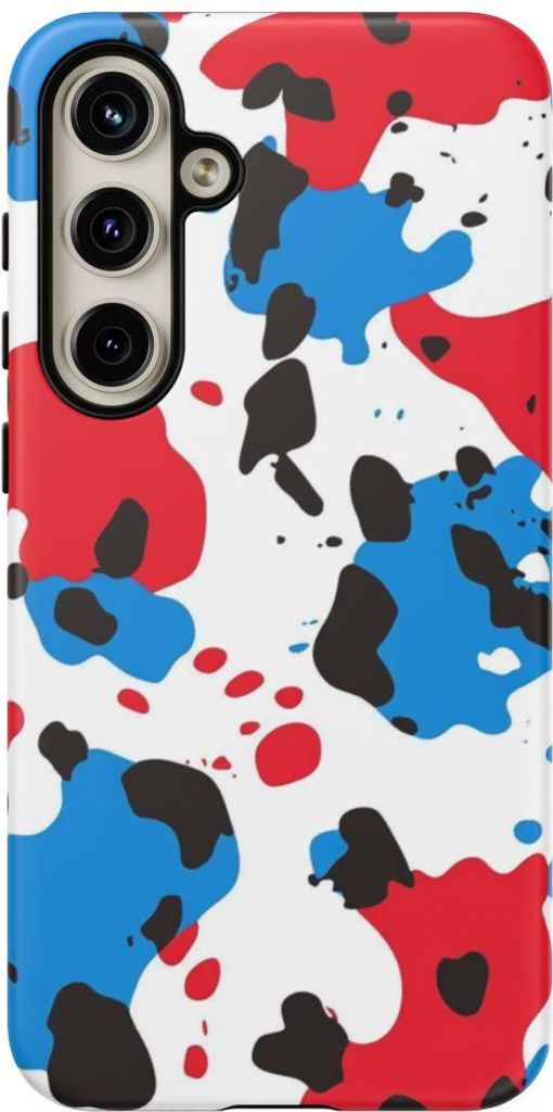 Abstraktes Muster mit roten und blauen Farbtupfern – Hülle Kompatibel mit Galaxy S24 Plus