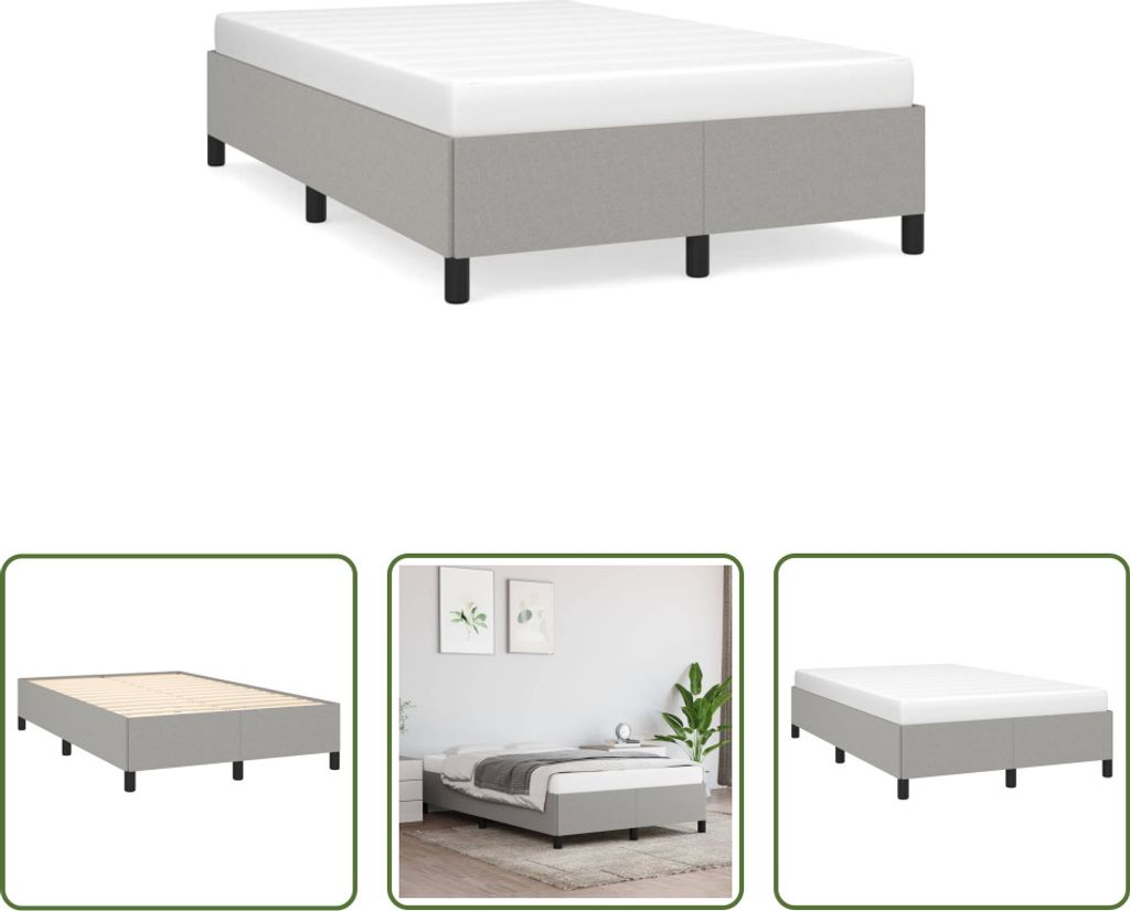 The Living Store Bettgestell Hellgrau 120x190 cm Stoff