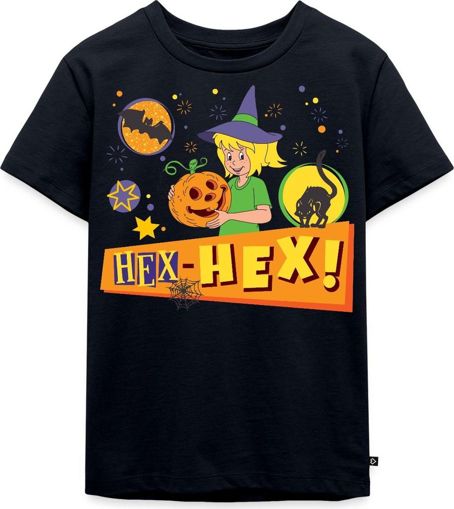 Spreadshirt Bibi Blocksberg Halloween Hex-Hex! Mit Bibi Kinder Premium T-Shirt, 122/128 (6 Jahre), Navy