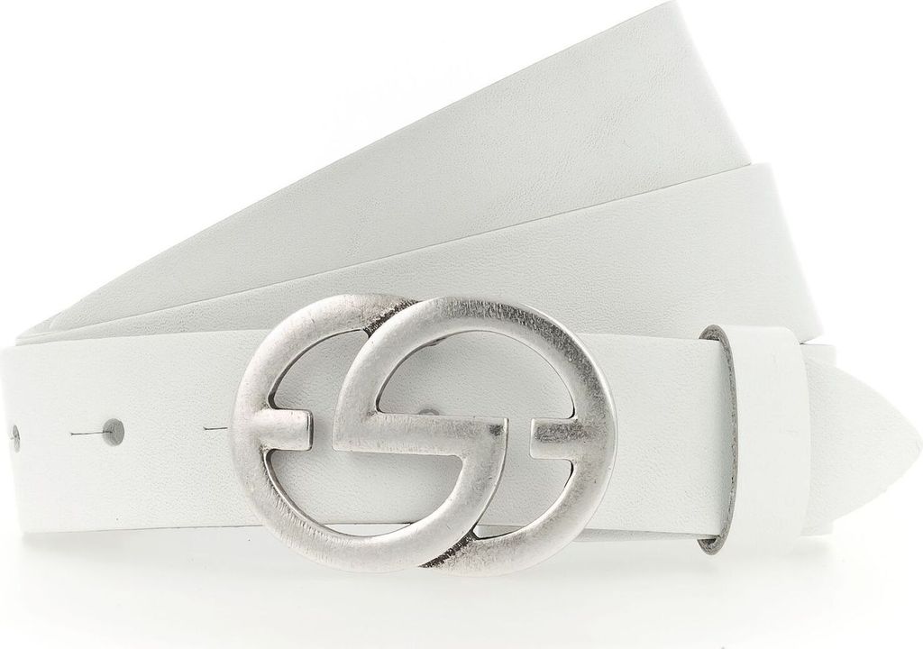 Vanzetti Leder Gürtel Full Leather Buckel Belt W110 White weiß