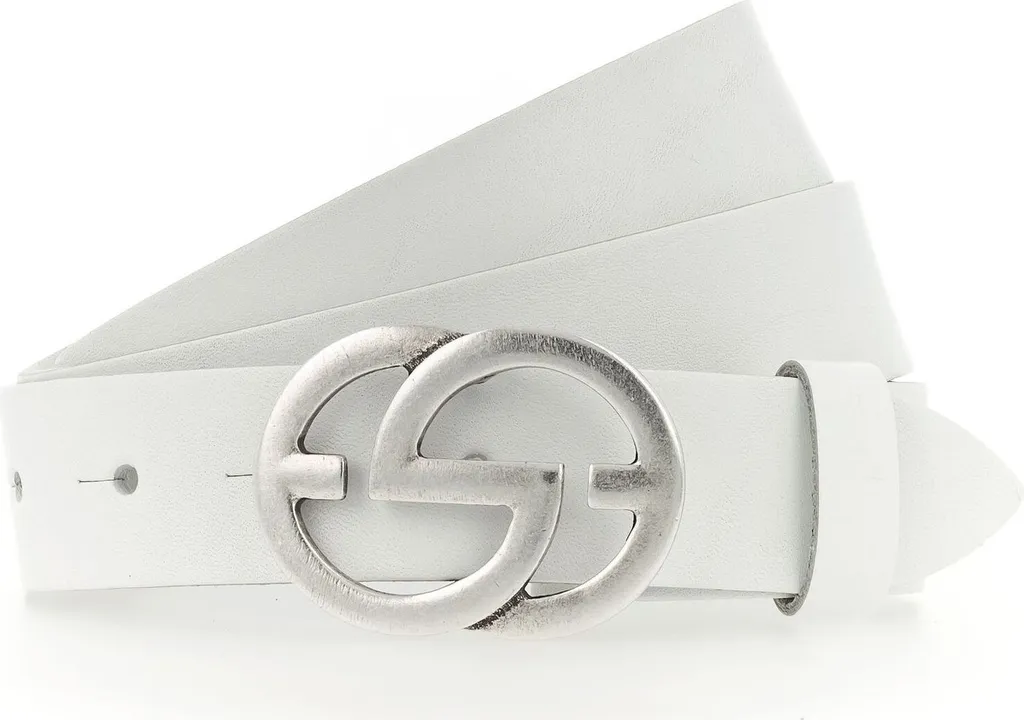 Vanzetti Cintura Pelle Bianca Donna/Uomo W80 - Accessorio Glamour Buckle