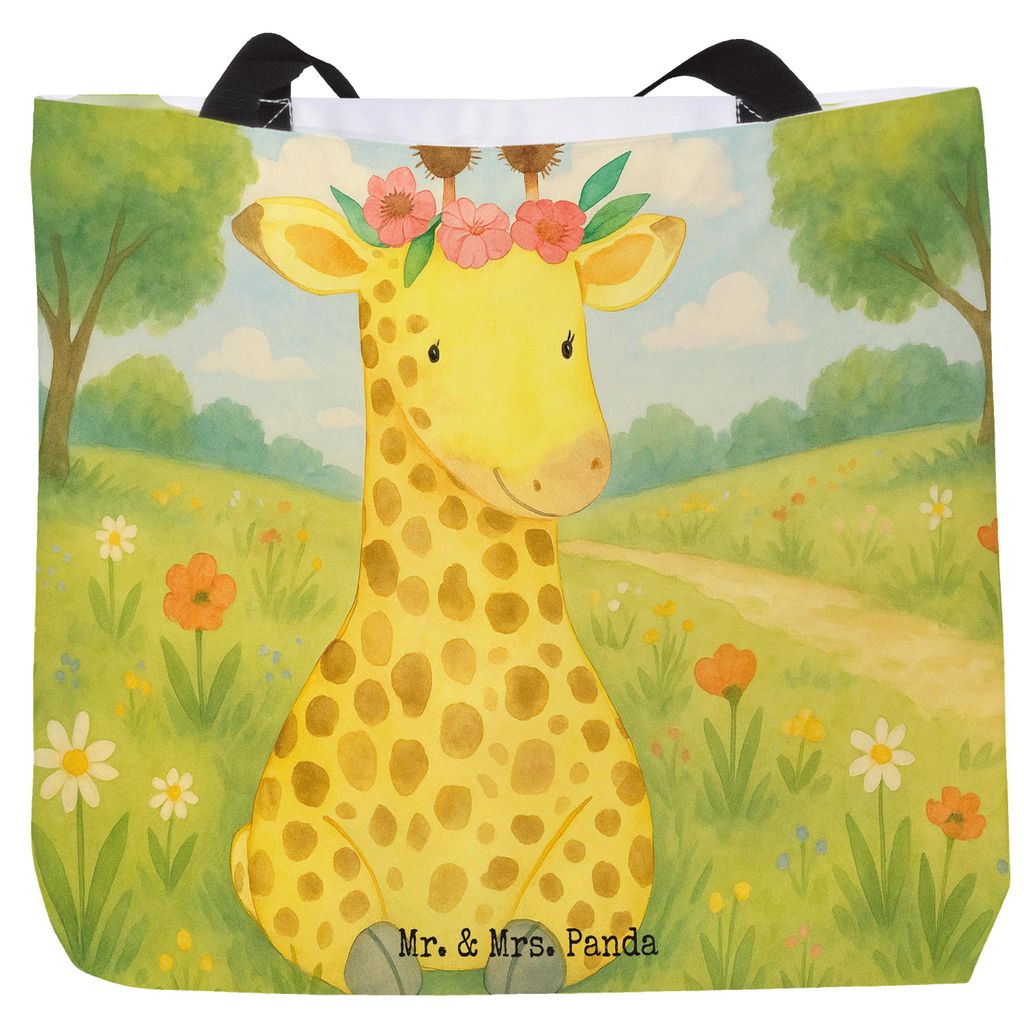Mr. & Mrs. Panda Reisetasche Giraffe Blumenkranz Design - Weiß - Geschenk, Afrika, Selbstliebe, Tasche, Abenteurer, Tote Bag, Tragetasche, Beutel,...