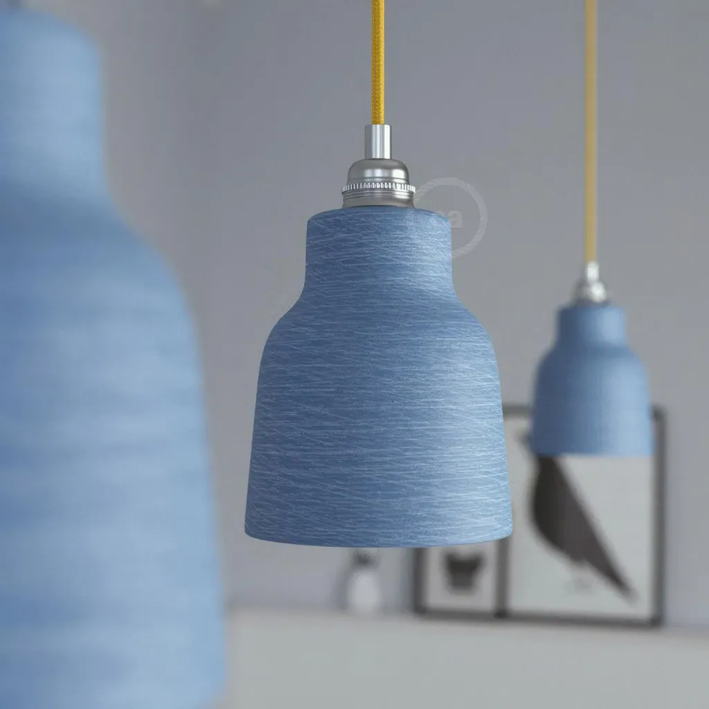 Suspension luminaire céramique et câble textile déco design italien - 3