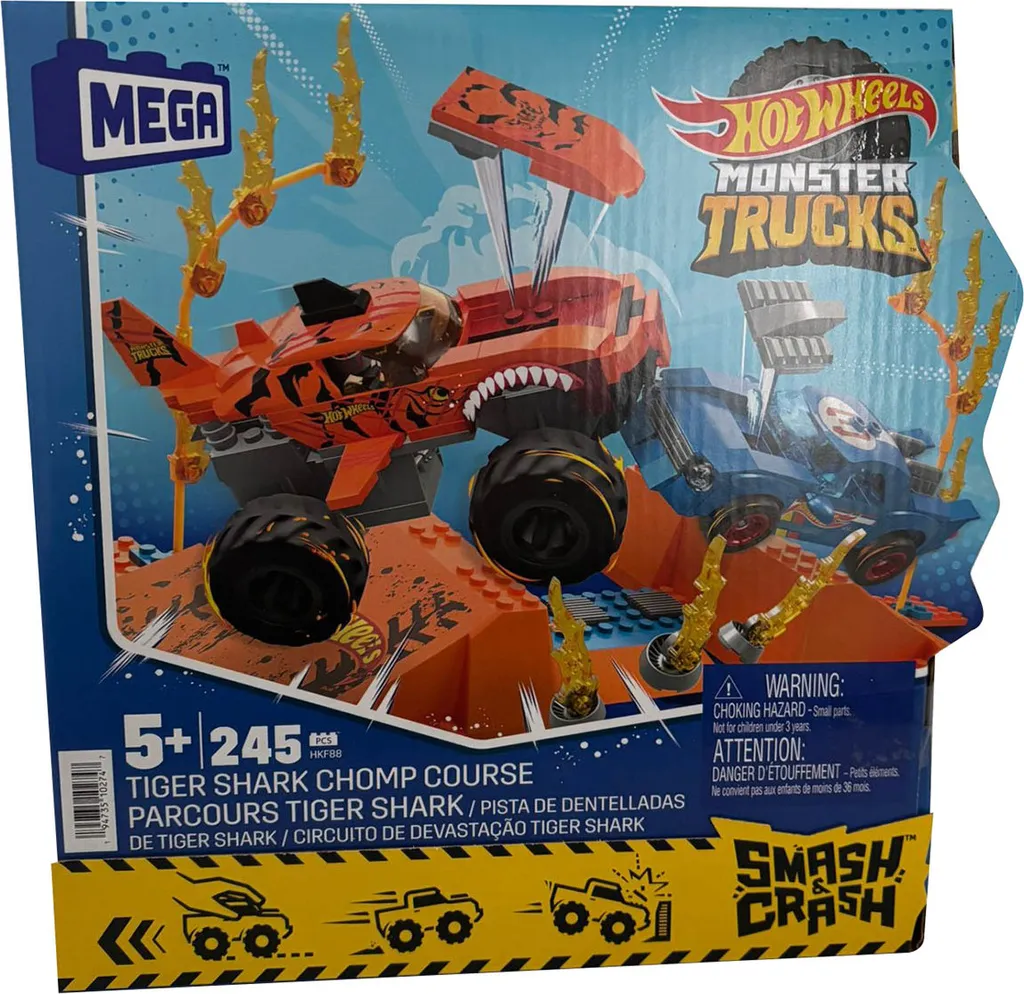 Monster Truck Tiger Shark MEGA Hot Wheels avec Fonction Crash HKF88