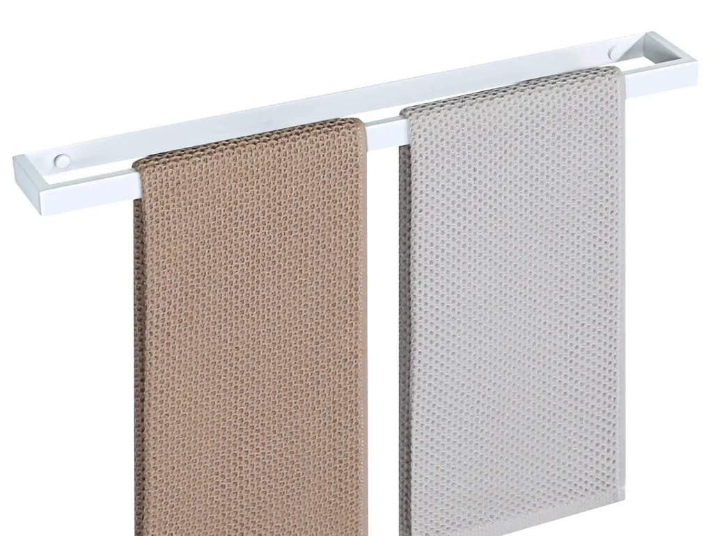 Porte-serviette blanc 50 cm en acier inox mural pour salle de bain