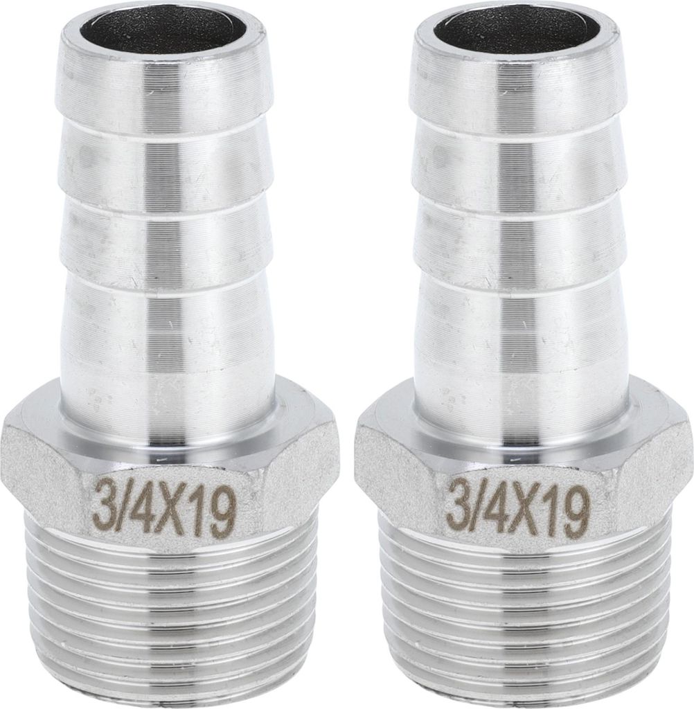 Schlauchstutzenkupplungen Kupplungs-Luftanschluss für Luft Wasser Öl Gas Kraftstoff Edelstahl 3/4" OD 3/4" BSPT 2 Stück Silberton