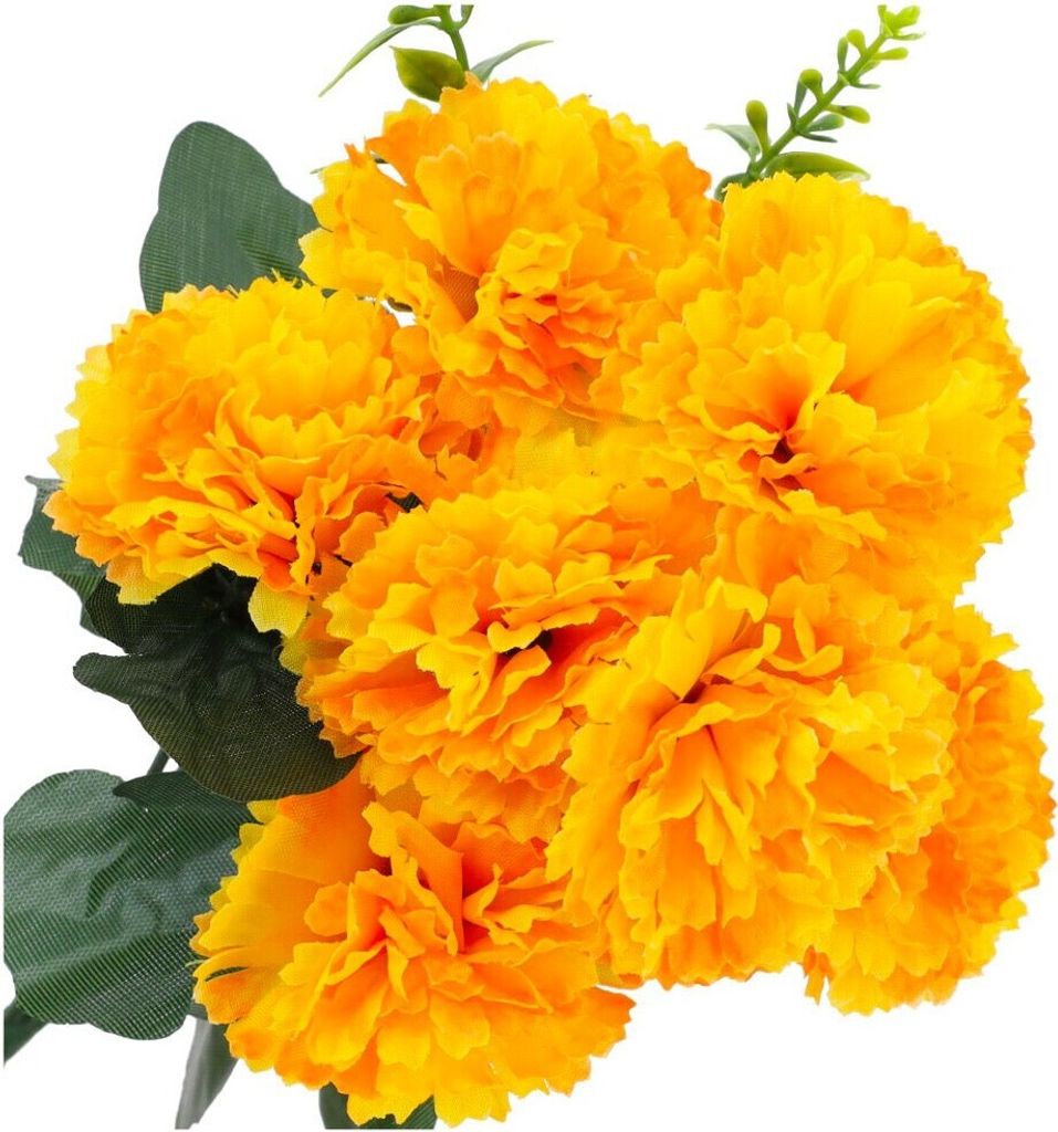 Dekolo Künstliche Blumen Dekorationen Deko Pflanzen Blumensträuße Nelken Warmes Gelb 30cm