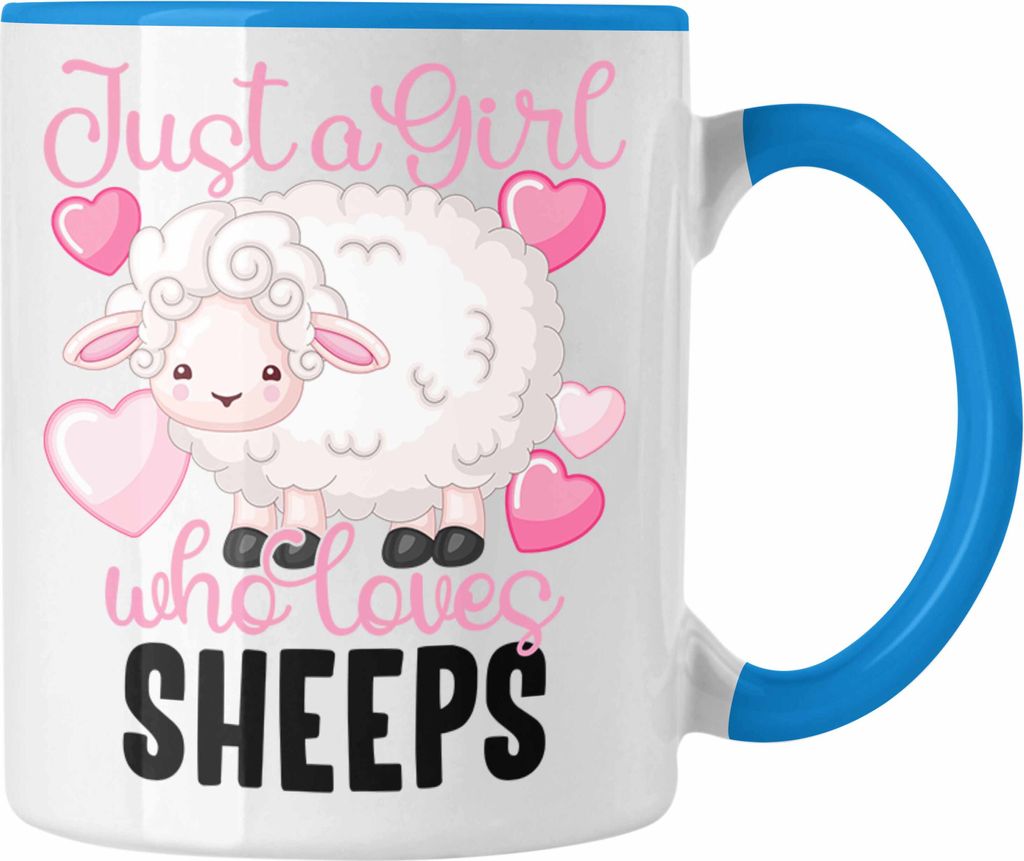 Trendation - Lustige Schaf-Tasse Geschenk für Frauen Mädchen Schafhirtin (Blau)