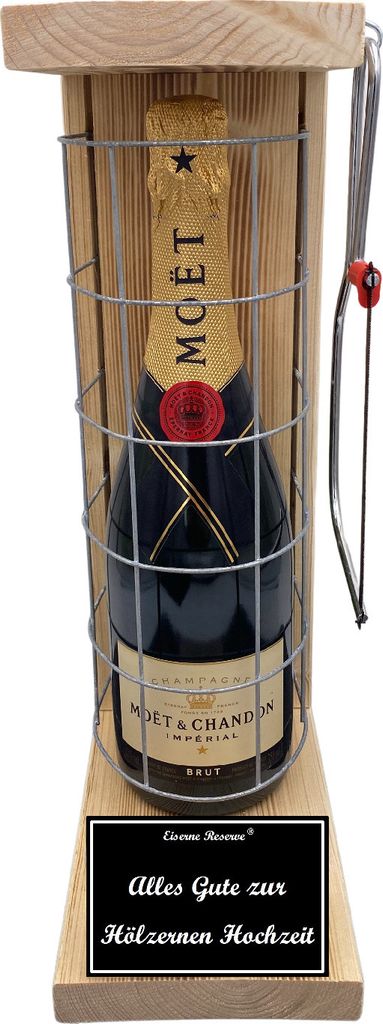 Moet -Alles Gute zur Hölzernen Hochzeit - Eiserne Reserve Gitterkäfig Geschenk zur Hölzernen Hochzeit