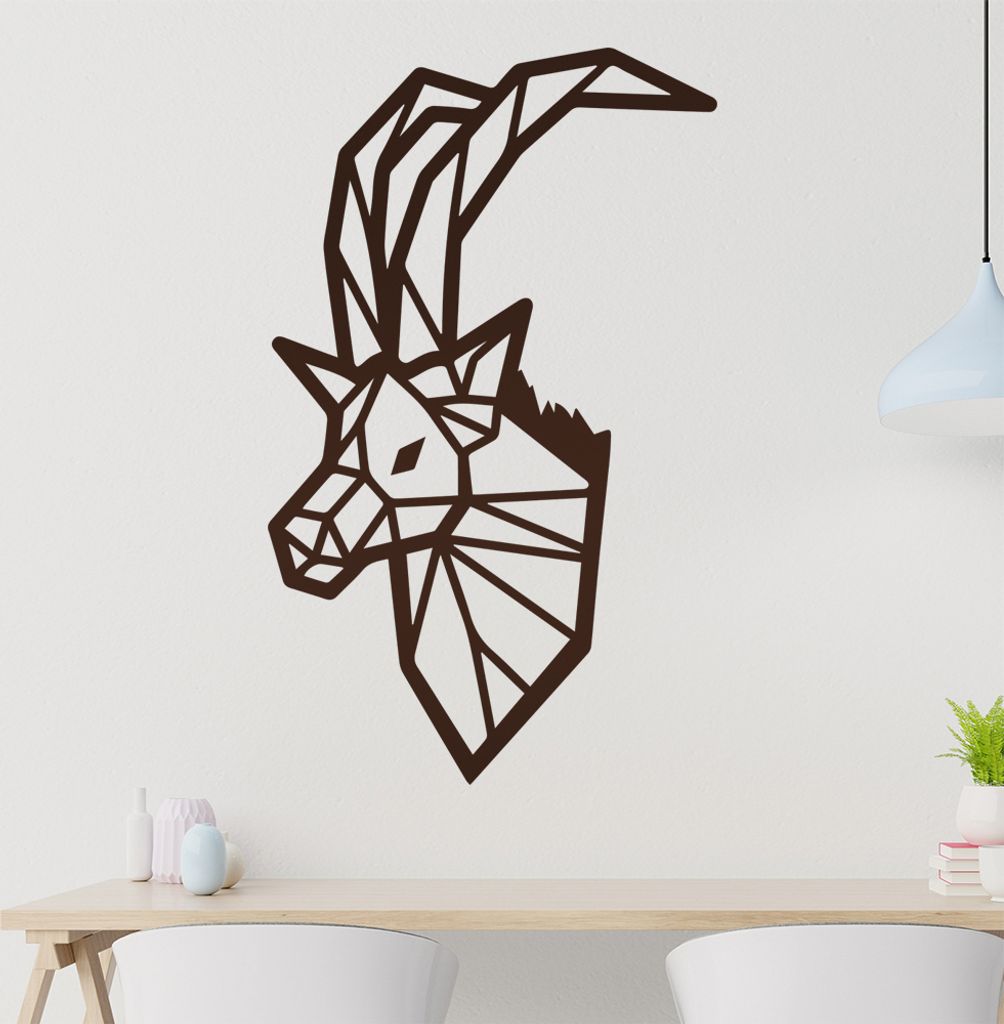 Steinbock Polygon Wandtattoo Wandaufkleber Wall Sticker - Dekoration, Küche, Wohnzimmer, Schlafzimmer, Badezimmer
