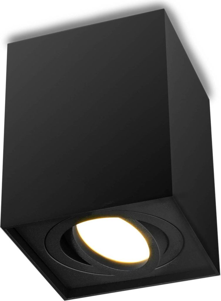 LUMILED Aufbaustrahler Aufbauspot, Aufputz Deckenlampe, Aufbauleuchte Deckenspot, eckig, schwenkbar 15°, schwarz, Spot Downlight aus Aluminium, GU...