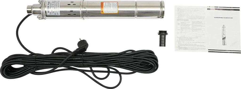 Tiefbrunnenpumpe - Tauchpumpe für Bohrloch - 250 W - 220 V EU-Stecker - Max. Förderhöhe 80 m - Fördermenge 1600 l/h - Edelstahl