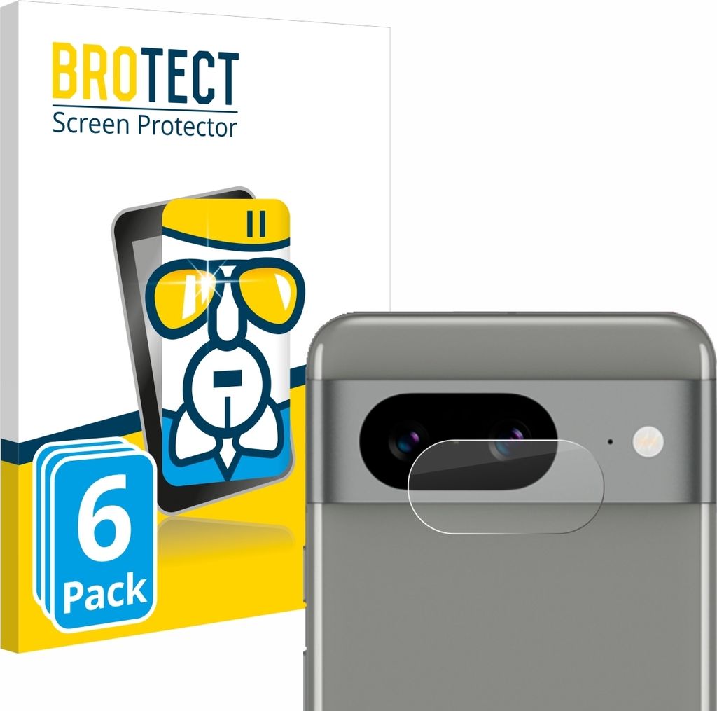 6x BROTECT Schutzglas für Google Pixel 8 (NUR Kameraschutz) Schutzfolie Panzer Folie Glas Display Schutz klar