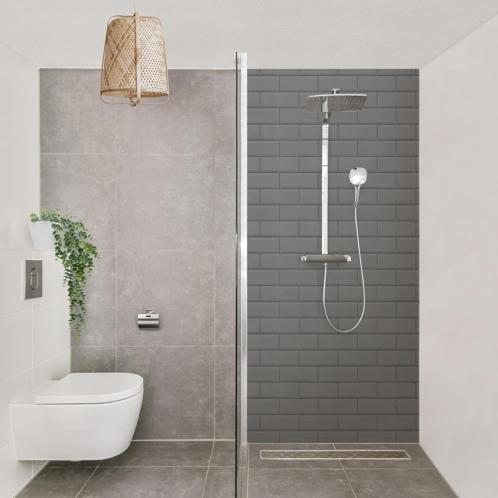 Duschrückwand Muster selbstklebend - 0.35 mm Wandpaneel wasserfest Design grau Fliesenoptik Illustration Badrückwand fugenlos Smart matt 100x200 cm