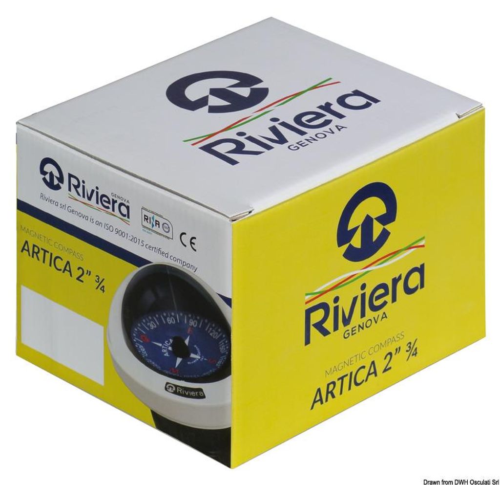 RIVIERA Artica Slim 2"3/4 weißes Einbaunavigationskompass, schwarzes Rosette - Osculati 25.005.33