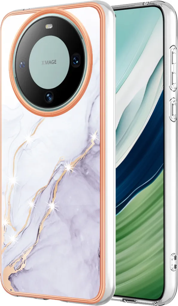 Custodia Sottile Marmo Huawei Mate 60 Pro: TPU Soft Bianco Antiurto