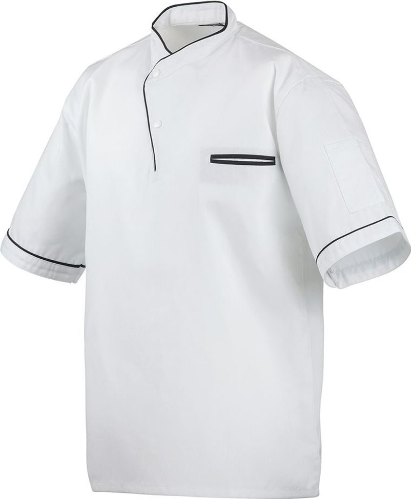 Kochhemd halbarm, Fb. weiß, Paspel schwarz, Gr. S : S : schwarz : 100% Baumwolle 230 g/m² (15)