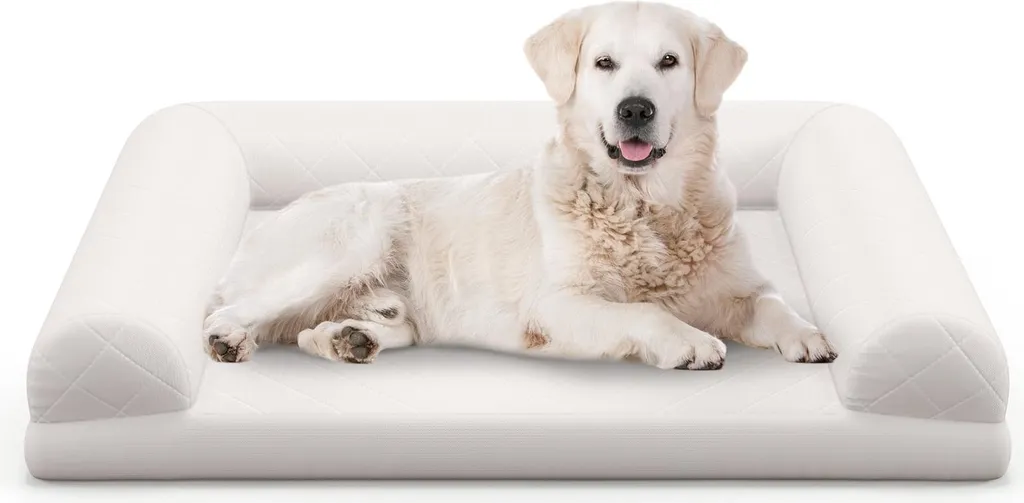 Coussin orthopédique pour chiens de taille moyenne en mousse alvéolée beige