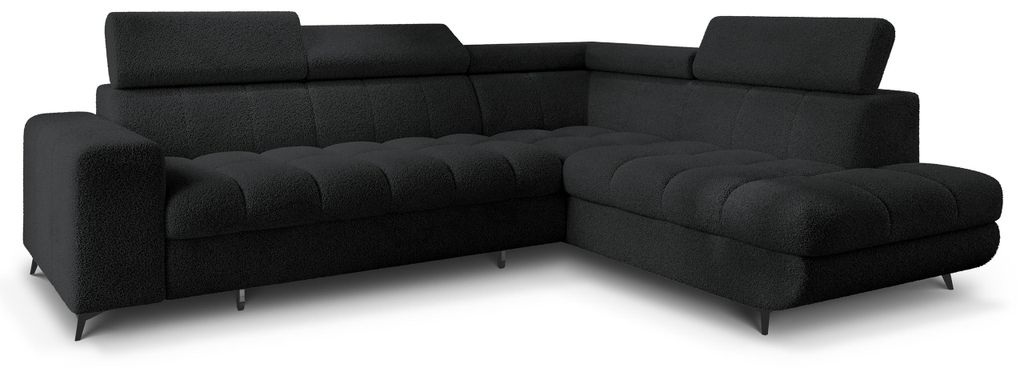 Masseno Ecksofa MORIVA Q R-S mit Schlaffunktion L-Form, Sofa mit Bettkasten, Wohnzimmersofa, Couch, Soffa, Bettsofa, Couchgarnitur- Schwarz, QUELLE...