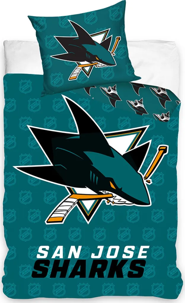 Completo Letto NHL San Jose Sharks 135x200 - Biancheria 100% Cotone