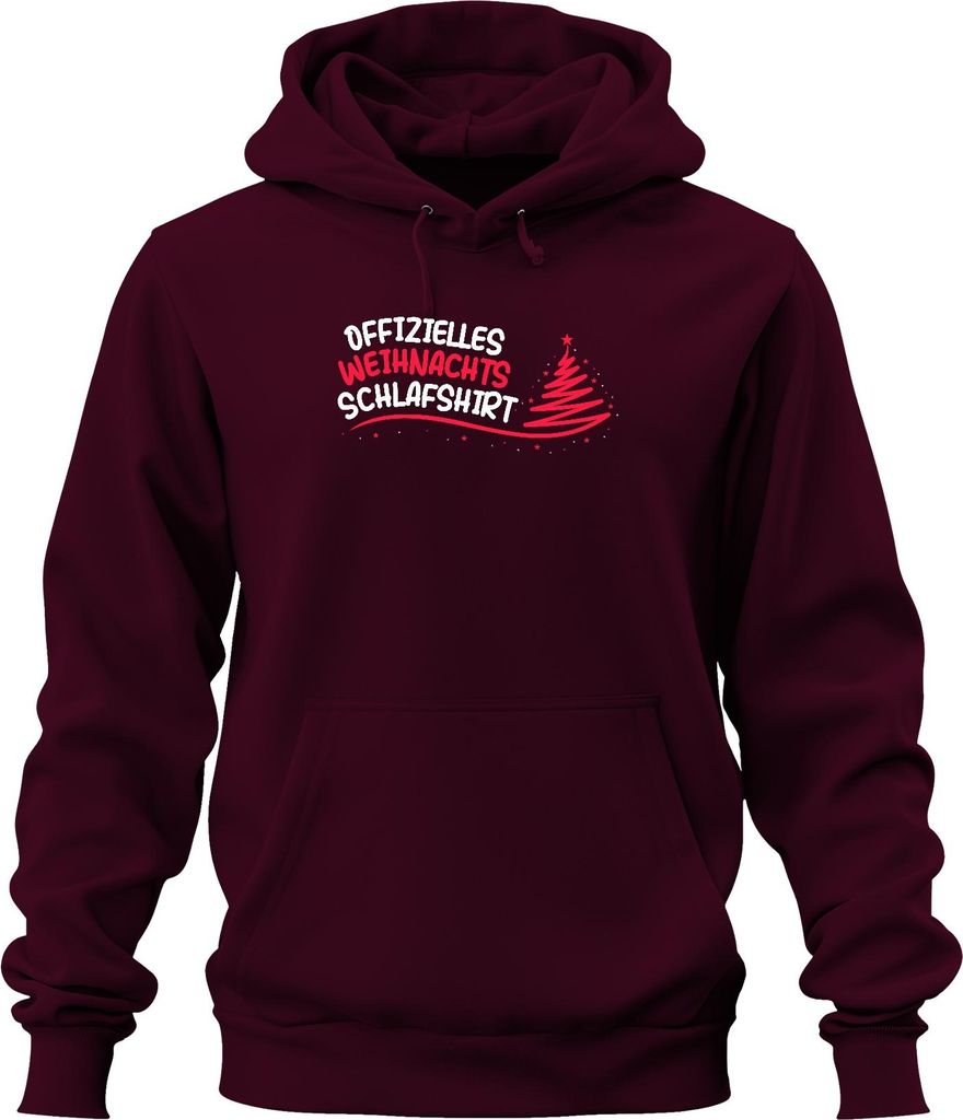 Offizielles Weihnachts-Schlafshirt Christbaum - Weihnachten Xmas Christmas Uni Hoodie Kapuzenpullover, Burgundy, M