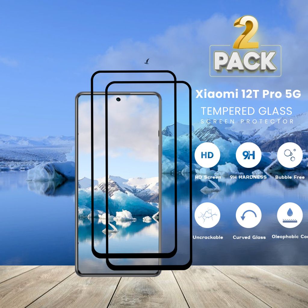 2-Pack Xiaomi 12T PRO 5G - Gehärtetes Glas 9H - Hochwertiger 3D-Displayschutz
