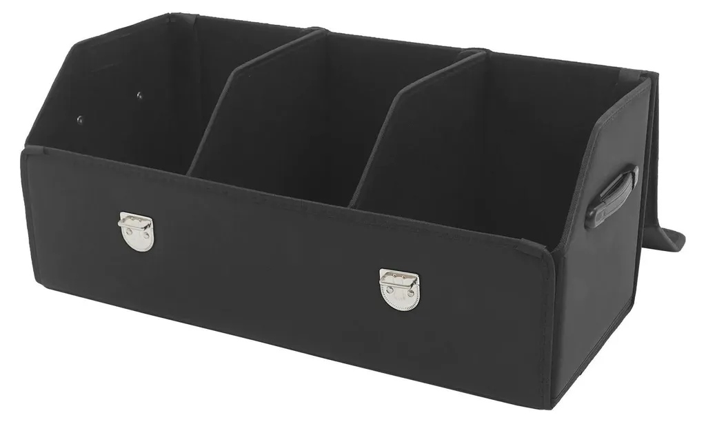 Organiseur de coffre voiture noir 66x30x30 cm avec couvercle rigide