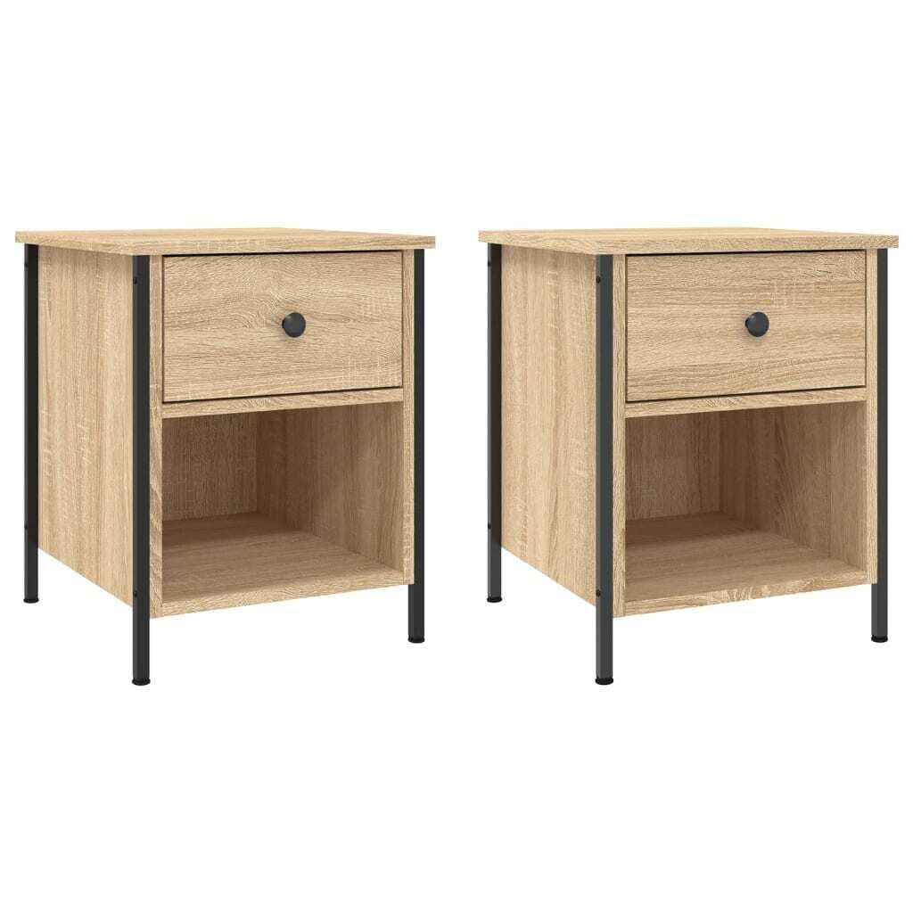 "im Sonderangebot"Nachttisch 2er Set, für Schlafzimmer - elegantes Design - Nachtkommode - Sonoma-Eiche 40x42x50cm Holzwerkstoff - Nachttische & -...