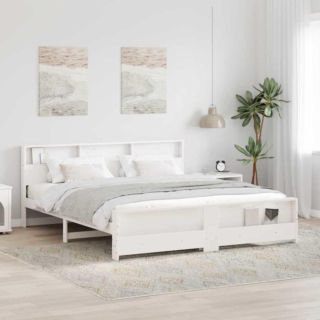 Maison Exclusive - Bettrahmen mit Kopfteil Weiß 200 x 200 cm Holzwerkstoff