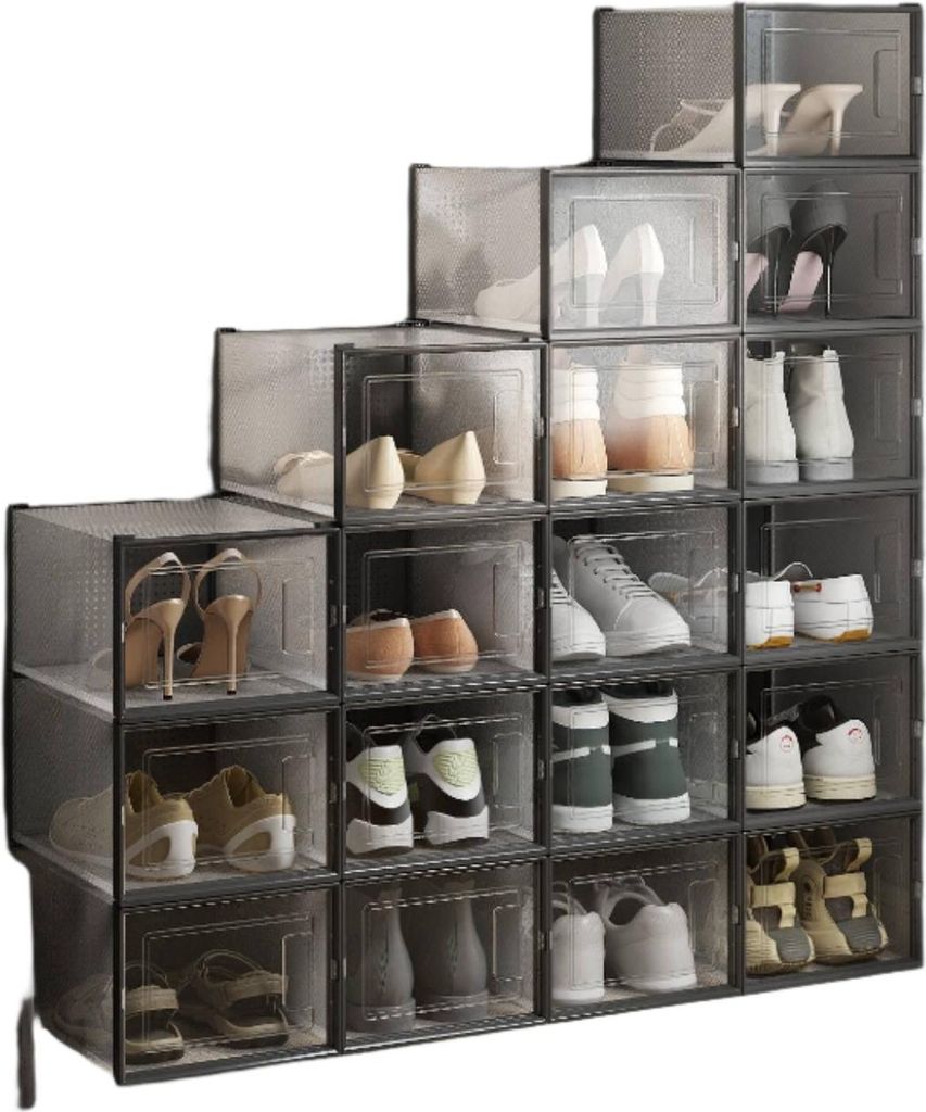 Schuhboxen Set 18 Stück, stapelbar, 35x25cm, schutz vor Staub