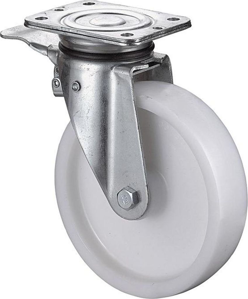 BS Rollen Schwerlast-Lenkrolle B10 mit Feststeller Durchmesser 125mm Tragfähigkeit 600kg Kunststoff-Rad naturfarben - N120.B10.127