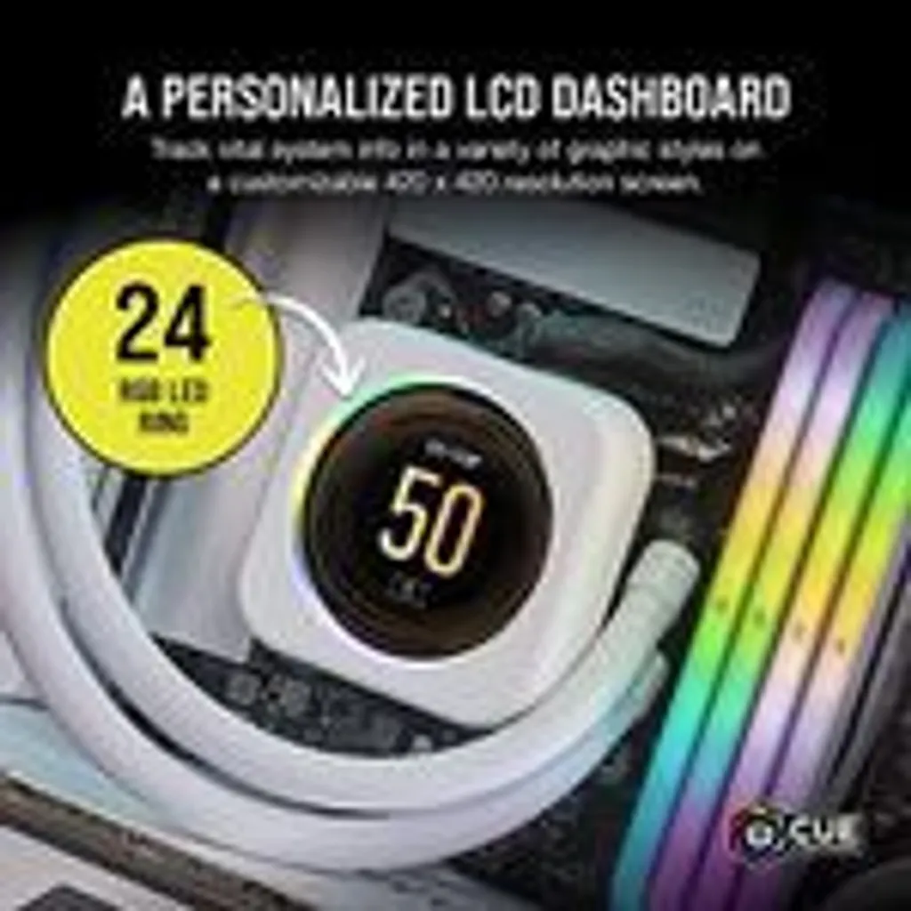 Écran LCD Personnalisable Corsair iCUE ELITE Kit d'Évolution Blanc PC - 6