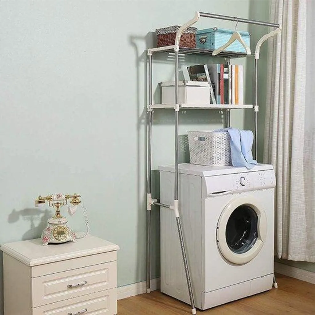 Étagère de salle de bain métallique ivoire avec tringle de séchage